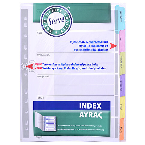 SERVE 5525-P KARTON AYRAÇ A4 GÜNLER (SV-5525-P) - 1