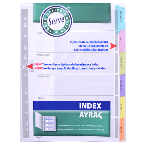 Serve 5525-P Karton Ayraç A4 Günler - 1