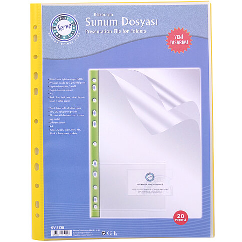 SERVE 6120 KLASÖR İÇİ SUNUM DOSYASI SARI 20Lİ (SV-6120-SAR) - 1