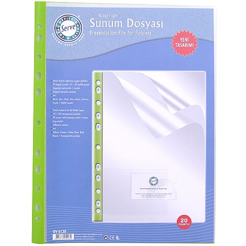 SERVE 6120 KLASÖR İÇİ SUNUM DOSYASI YEŞİL 20Lİ (SV-6120-YSL) - 1