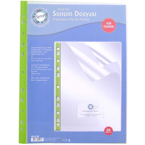 Serve 6120 Klasör İçi Sunum Dosyası Yeşil 20li (Sv-6120-Ysl) - 1