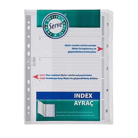 SERVE 6305 PLASTİK AYRAÇ A4 1-5 RAKAM (SV-6305) - 1