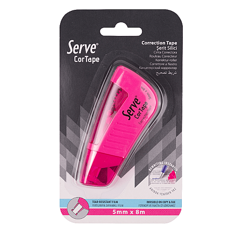 SERVE CORTAPE ŞERİT DÜZELTİCİ (SİLİCİ) 5mmx8m FOSFORLU PEMBE BLİSTER (BCTAPE1FP) - 3