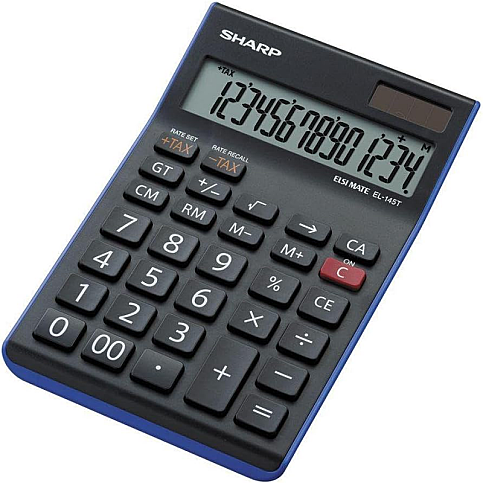 SHARP EL-145T-BL HESAP MAKİNESİ 14 HANE SİYAH (HM.SH0003) - 1