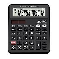 SHARP EL-CC12D İŞLEM KONTROLLÜ HESAP MAKİNESİ 12 HANE SİYAH (HM.SH0009) - SHARP