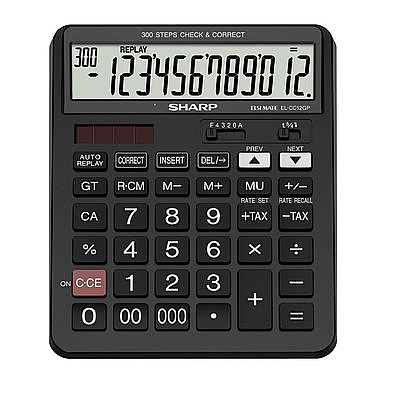 SHARP EL-CC12GP İŞLEM KONTROLLÜ HESAP MAKİNESİ 12 HANE SİYAH (HM.SH0010) - 1