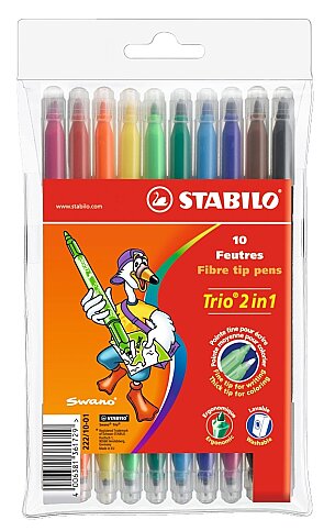 STABİLO 222-10-01 TRİO 2İN1 ÇİFT UÇLU KEÇELİ KALEM 10 RENK (51004152) - 1