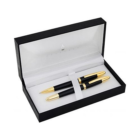 STEELPEN 170DT VENÜS DOLMA KALEM+TÜKENMEZ KALEM SETİ SİYAH GOLD - 1