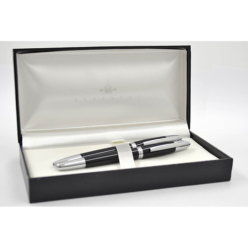 STEELPEN 171 VENÜS DOLMA KALEM+TÜKENMEZ KALEM SETİ SİYAH KROM