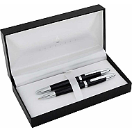 STEELPEN 171 VENÜS DOLMA KALEM+TÜKENMEZ KALEM SETİ SİYAH KROM - STEELPEN