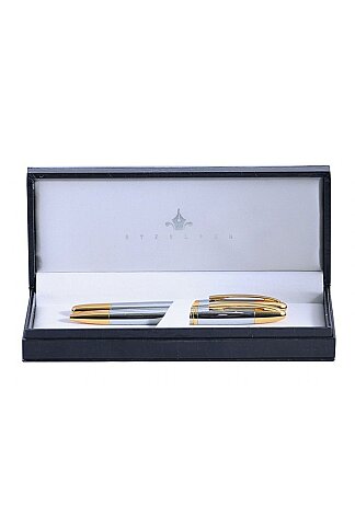STEELPEN 176DT VENÜS CORONA DOLMA KALEM+TÜKENMEZ KALEM SETİ GOLD - 1