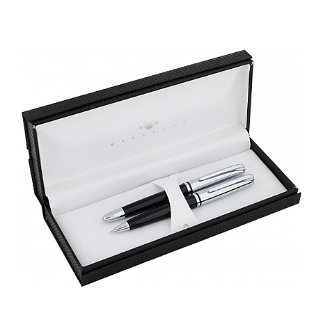 STEELPEN 2351 DOLMA KALEM SİYAH LAKE KROM - 1