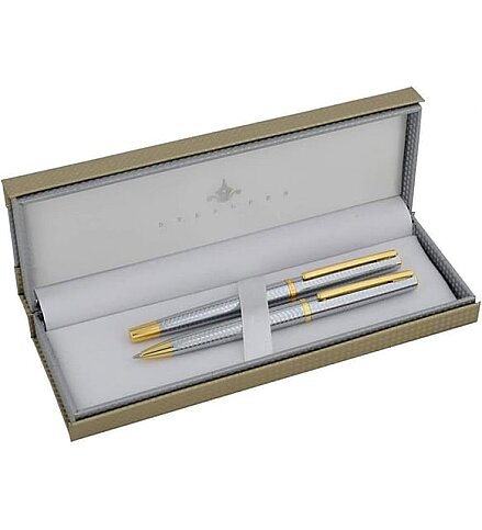 STEELPEN 8131 DOLMA KALEM+TÜKENMEZ KALEM SETİ GOLD KROM - 1