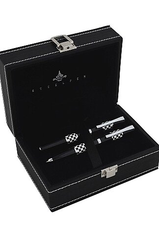 STEELPEN 8601 FORCE DOLMA KALEM+TÜKENMEZ KALEM SETİ SİYAH-BEYAZ - 1