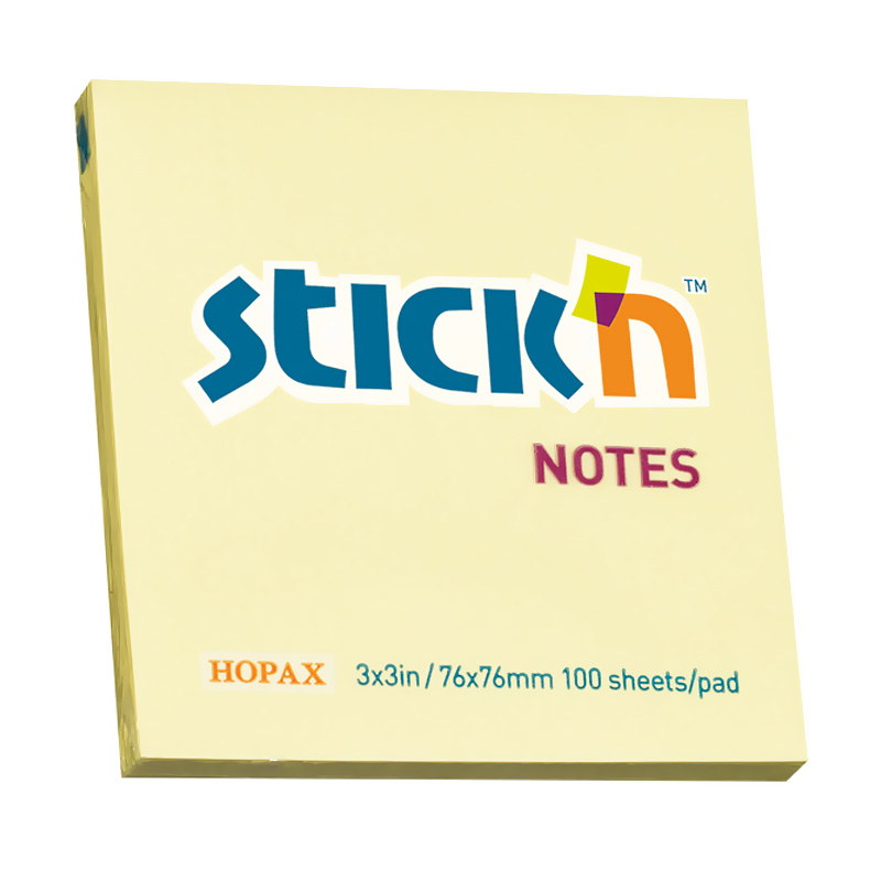 STİCK'N 2100700 YAPIŞKANLI NOT KAĞIDI 76x76 100 YAPRAK PASTEL SARI