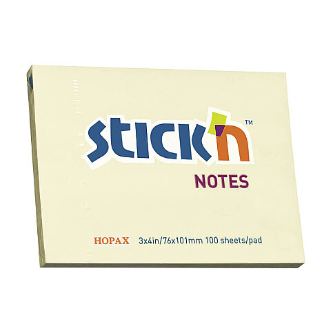 STİCK'N 21008 YAPIŞKANLI NOT KAĞIDI 76x101 100 YAPRAK PASTEL SARI (2100800-5001) - 1