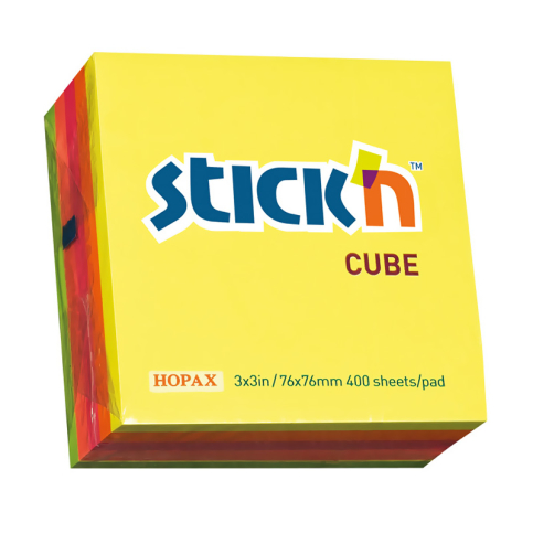 STİCK'N 21012 YAPIŞKANLI KÜPNOT KAĞIDI 76x76 400 YAPRAK 5 RENK - 1