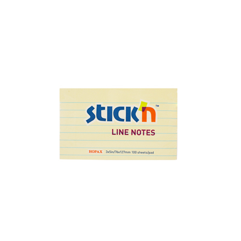STİCK'N 2105500 YAPIŞKANLI NOT KAĞIDI 76x127 ÇİZGİLİ 100 YAPRAK SARI