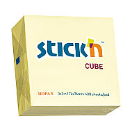 STİCK'N 21072 YAPIŞKANLI KÜPNOT KAĞIDI 76x76 400 YAPRAK PASTEL SARI (2107200-5001) - STİCK'N