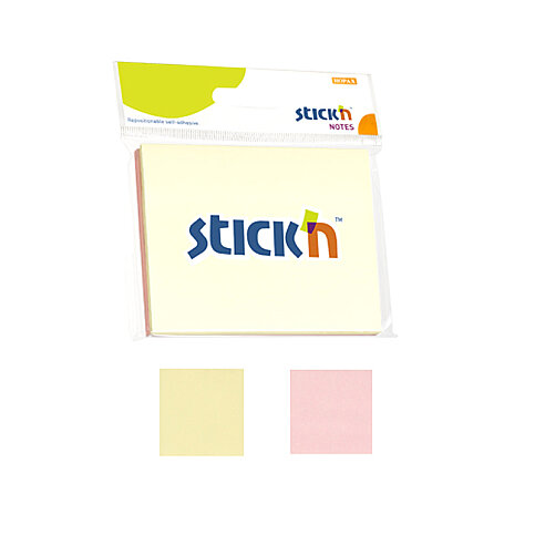 STİCK'N 21094 YAPIŞKANLI NOT KAĞIDI 76x102 100 YAPRAK PASTEL 2 RENK (2109400-5001) - 1