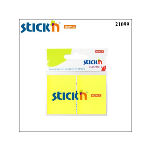 STİCK'N 21099 CLEAR YAPIŞKANLI NOT KAĞIDI 38x51 SARI 2Lİ - 1