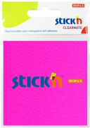Stick'N 21111 Clear Yapışkanlı Not Kağıdı 76X76 Neon Pembe - STİCK'N