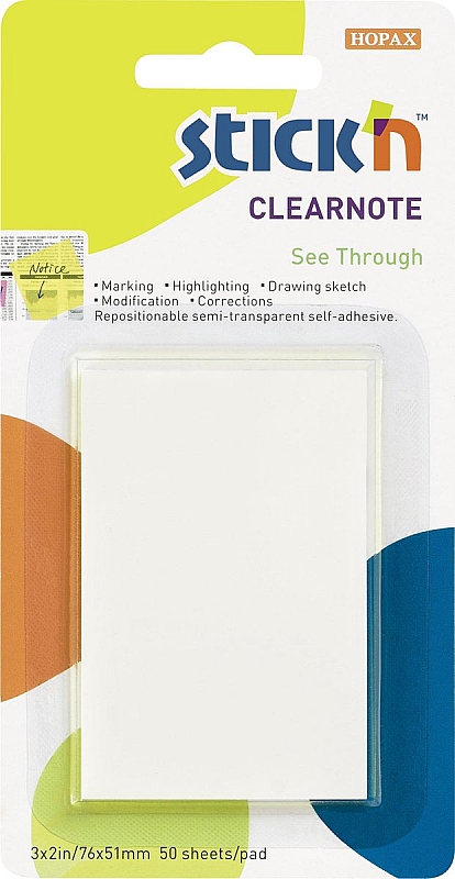 STİCK'N 21122 CLEAR YAPIŞKANLI NOT KAĞIDI 51x76 50 YAPRAK NEON BEYAZ (2112200-5001)