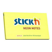 Stick'N 21135 Yapışkanlı Not Kağıdı 76X127 100 Yaprak Neon Sarı - STİCK'N