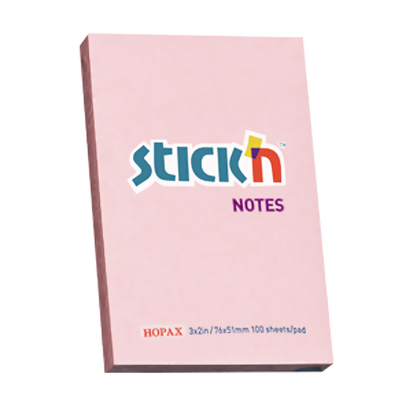 STİCK'N 21145 YAPIŞKANLI NOT KAĞIDI 51x76 100 YAPRAK PASTEL PEMBE