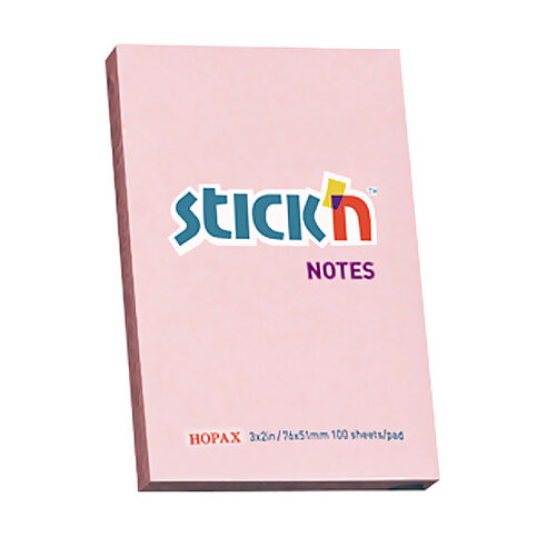 STİCK'N 21145 YAPIŞKANLI NOT KAĞIDI 51x76 100 YAPRAK PASTEL PEMBE (2114500-5001) - 1