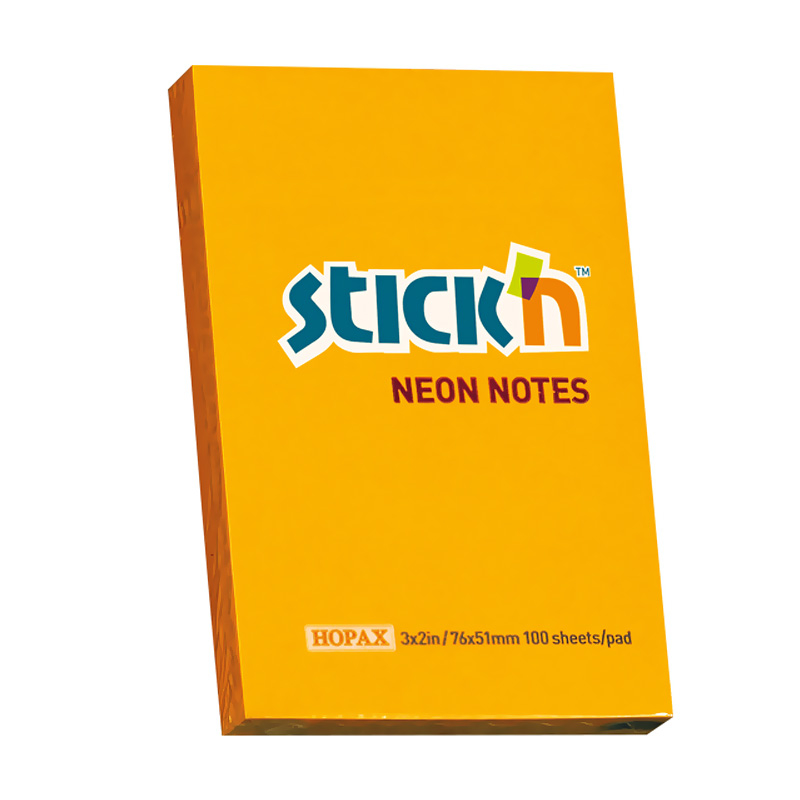 STİCK'N 21160 YAPIŞKANLI NOT KAĞIDI 51x76 100 YAPRAK NEON TURUNCU