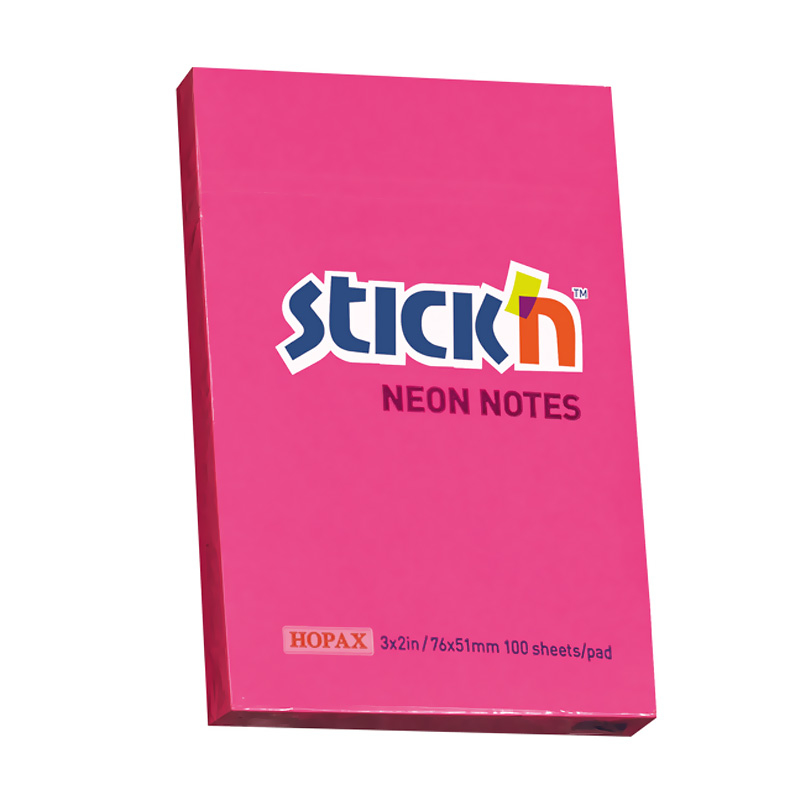 STİCK'N 2116100 YAPIŞKANLI NOT KAĞIDI 51x76 100 YAPRAK NEON KOYU PEMBE