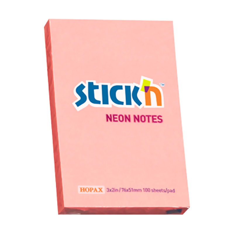 STİCK'N 21162 YAPIŞKANLI NOT KAĞIDI 51x76 100 YAPRAK NEON AÇIK PEMBE