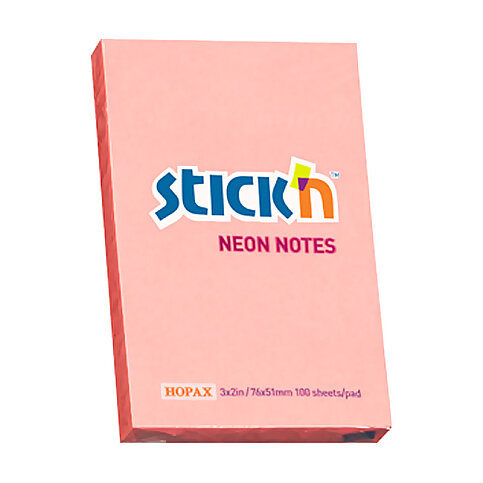 STİCK'N 21162 YAPIŞKANLI NOT KAĞIDI 51x76 100 YAPRAK NEON AÇIK PEMBE (2116200-5001) - 2