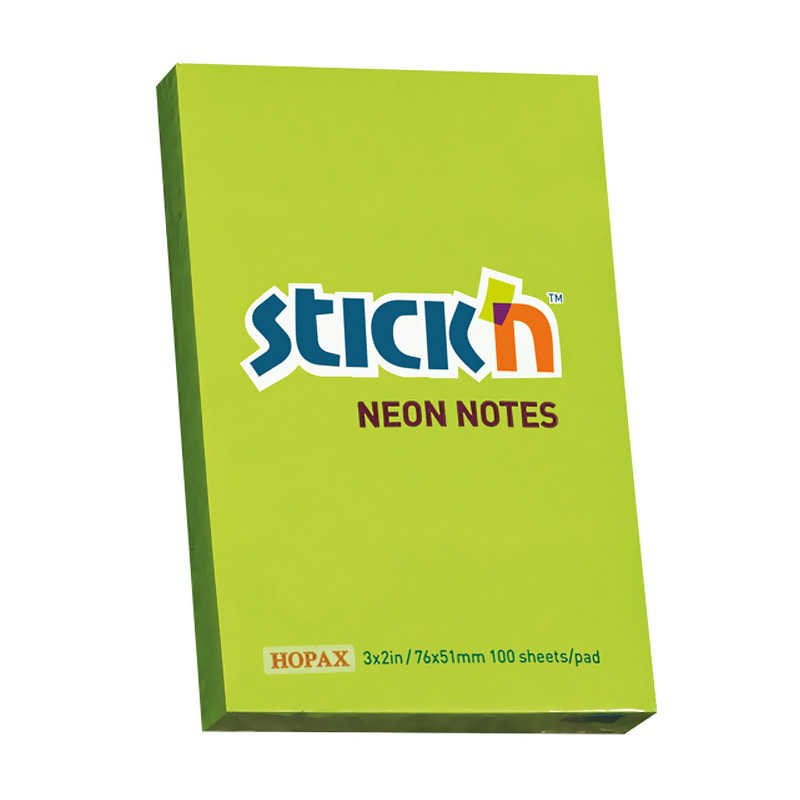 STİCK'N 2116300 YAPIŞKANLI NOT KAĞIDI 51x76 100 YAPRAK NEON YEŞİL