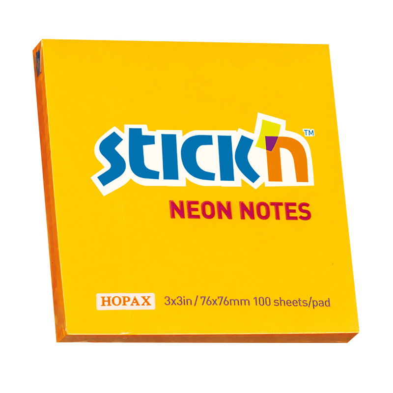 STİCK'N 21164 YAPIŞKANLI NOT KAĞIDI 76x76 100 YAPRAK NEON TURUNCU