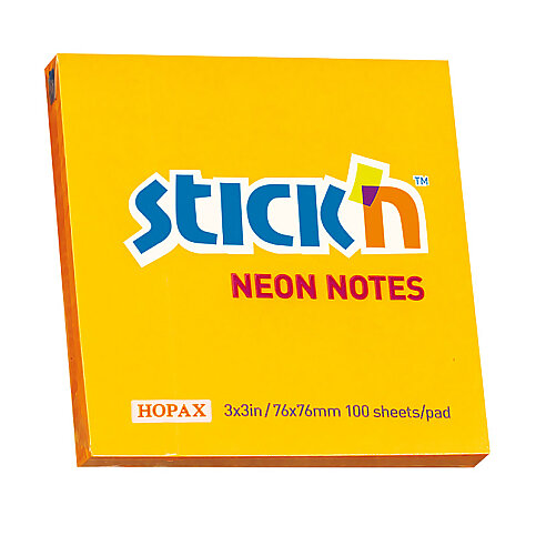 STİCK'N 21164 YAPIŞKANLI NOT KAĞIDI 76x76 100 YAPRAK NEON TURUNCU (2116400-5001) - 2