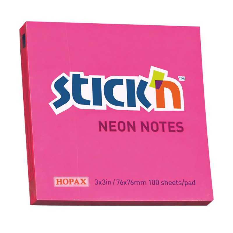 STİCK'N 21165 YAPIŞKANLI NOT KAĞIDI 76x76 100 YAPRAK NEON KOYU PEMBE