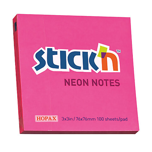 STİCK'N 21165 YAPIŞKANLI NOT KAĞIDI 76x76 100 YAPRAK NEON KOYU PEMBE (2116500-5001) - 2