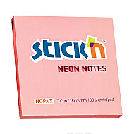 STİCK'N 21166 YAPIŞKANLI NOT KAĞIDI 76x76 100 YAPRAK NEON AÇIK PEMBE (2116600-5001) - STİCK'N