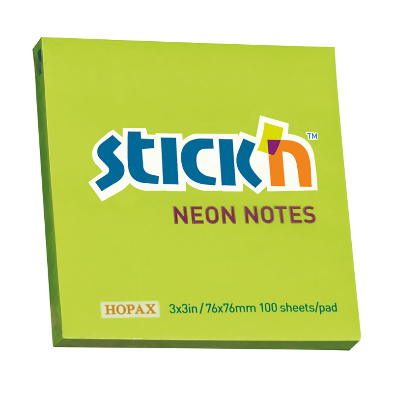 STİCK'N 21167 YAPIŞKANLI NOT KAĞIDI 76x76 100 YAPRAK NEON YEŞİL