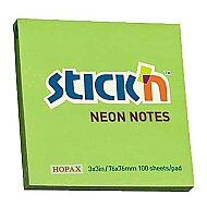 STİCK'N 21167 YAPIŞKANLI NOT KAĞIDI 76x76 100 YAPRAK NEON YEŞİL (2116700-5001) - STİCK'N