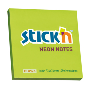 Stick'N 21167 Yapışkanlı Not Kağıdı 76X76 100 Yaprak Neon Yeşil - STİCK'N
