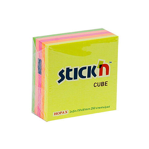 STİCK'N 21203 YAPIŞKANLI KÜPNOT KAĞIDI 51x51 250 YAPRAK 5 RENK (2120300-5001) - 1