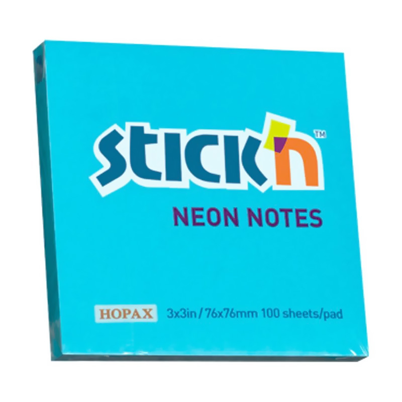 STİCK'N 21209 YAPIŞKANLI NOT KAĞIDI 76x76 100 YAPRAK NEON MAVİ