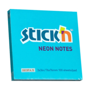 Stick'N 21209 Yapışkanlı Not Kağıdı 76X76 100 Yaprak Neon Mavi - STİCK'N