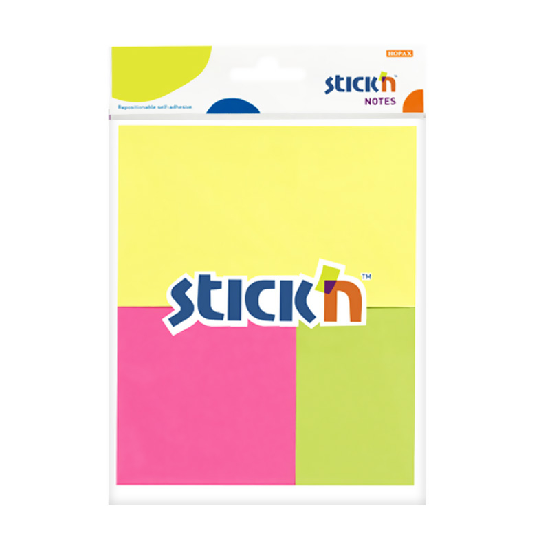 STİCK\'N 21258 YAPIŞKANLI NOT KAĞIDI 3 EBAT 50 YAPRAK NEON 3 RENK