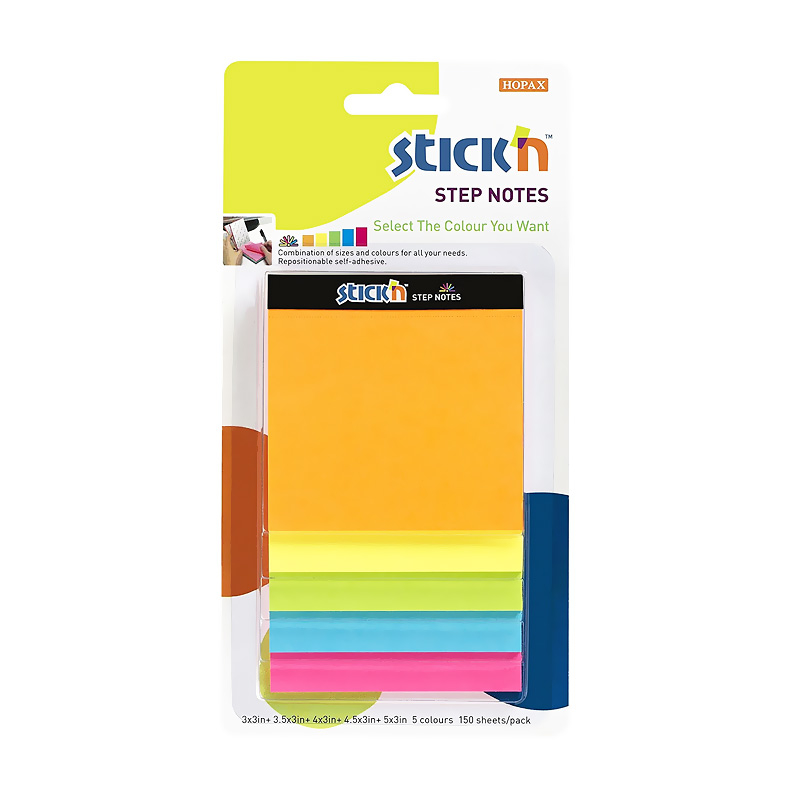 STİCK'N 2142300 YAPIŞKANLI NOT KAĞIDI 76x76 150 YAPRAK NEON 5 RENK