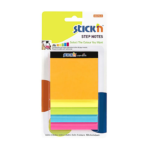 STİCK'N 21423 YAPIŞKANLI NOT KAĞIDI 76x76 150 YAPRAK NEON 5 RENK (2142300-5001) - 1