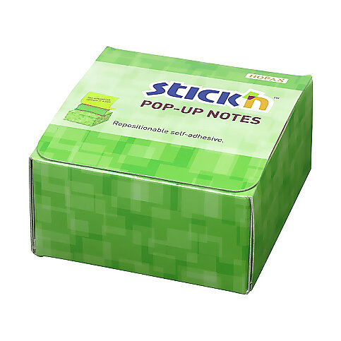 Stick'N 21431 Yapışkanlı Küp Z Not Kağıdı 76x76 Sarı-Yeşil (2143100-5001) - 1